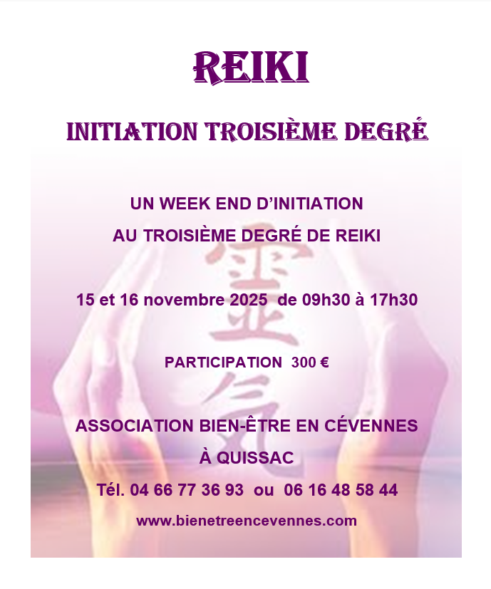 Affiche reiki 3 novembre 2025